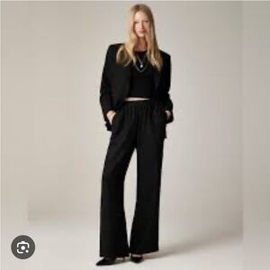 J. Crew Women's Wide Leg Black Satin Pants